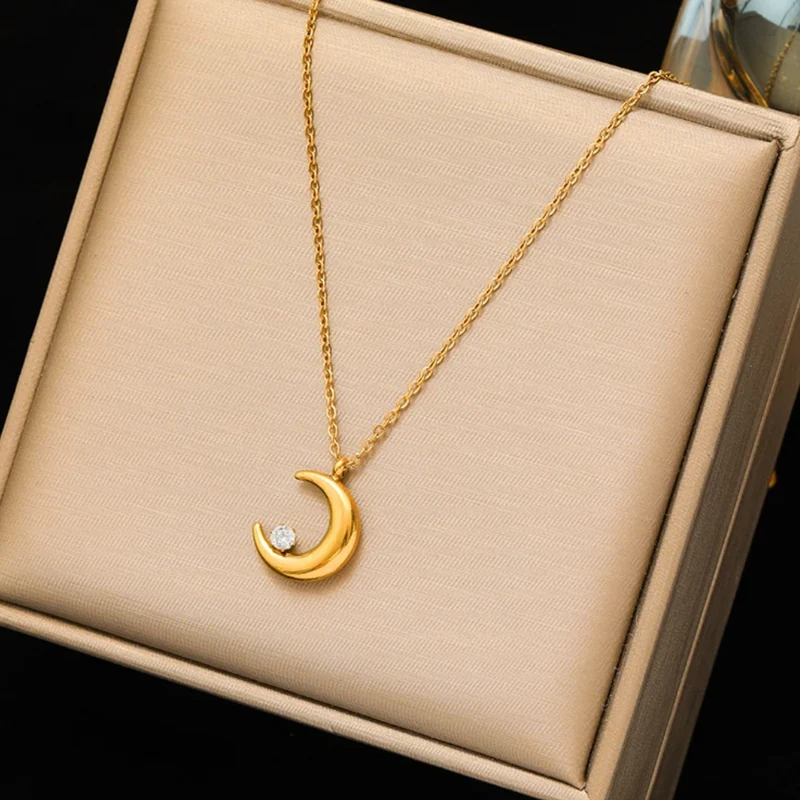 Collier Demi-Lune Acier Inoxydable