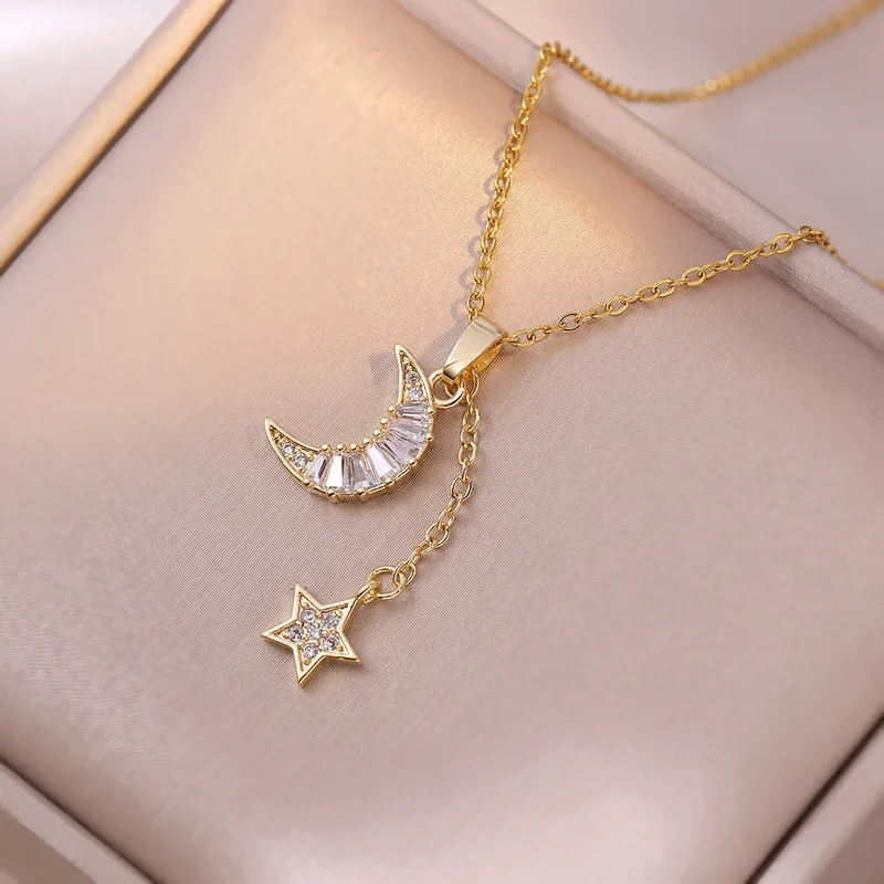 Collier Lune et Étoile Pendante