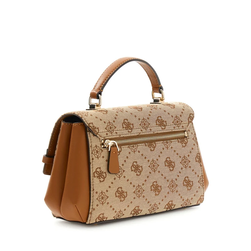 Guess Melinda Latte Logo Top Handle Flap Handbag HWJP99-2200-LTL