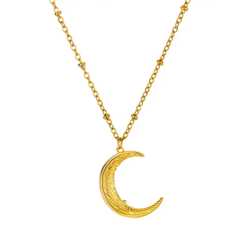 Collier Lune Acier Inoxydable
