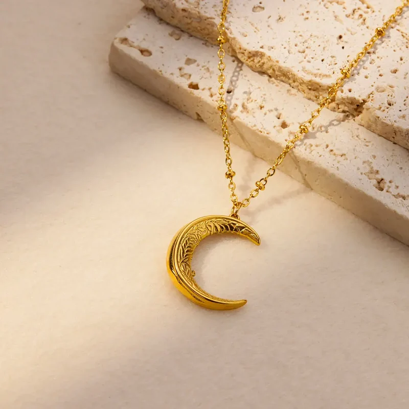 Collier Lune Acier Inoxydable