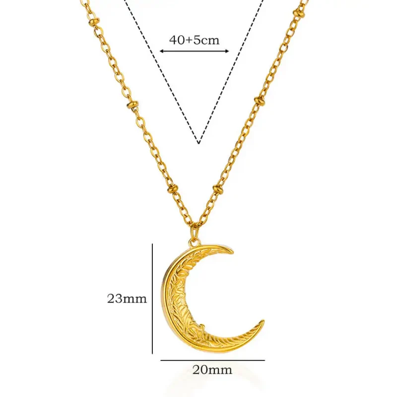 Collier Lune Acier Inoxydable