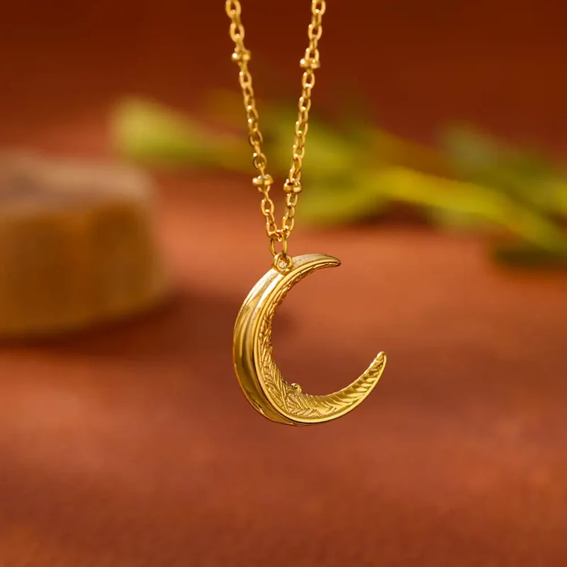 Collier Lune Acier Inoxydable