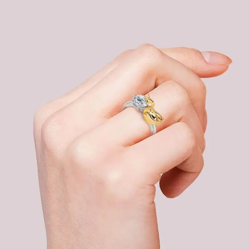 Bague Solitaire Cygne