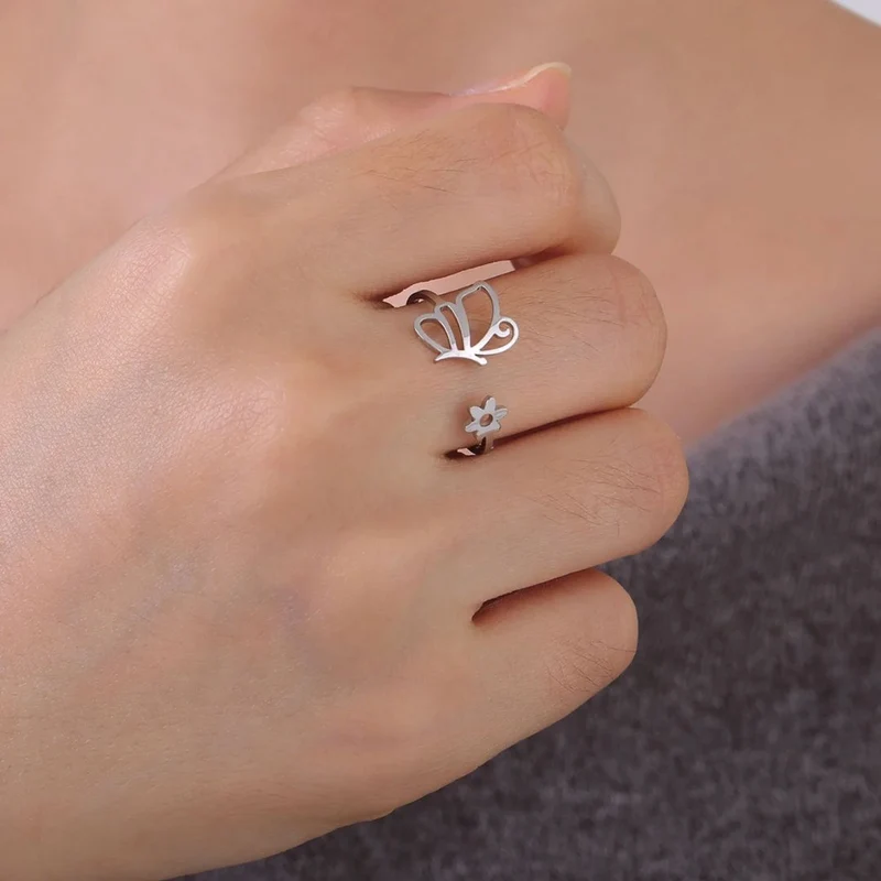 Bague Papillon Fleur