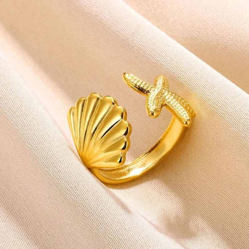 Bague Étoile de Mer et Coquillage