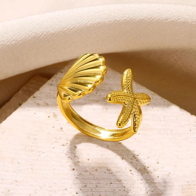 Bague Étoile de Mer et Coquillage