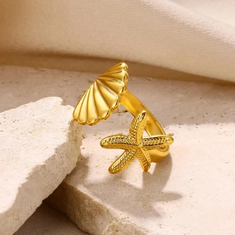 Bague Étoile de Mer et Coquillage