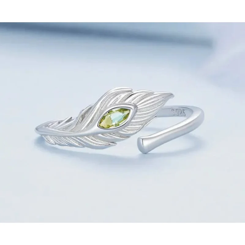 Bague Plume Argent Zircon