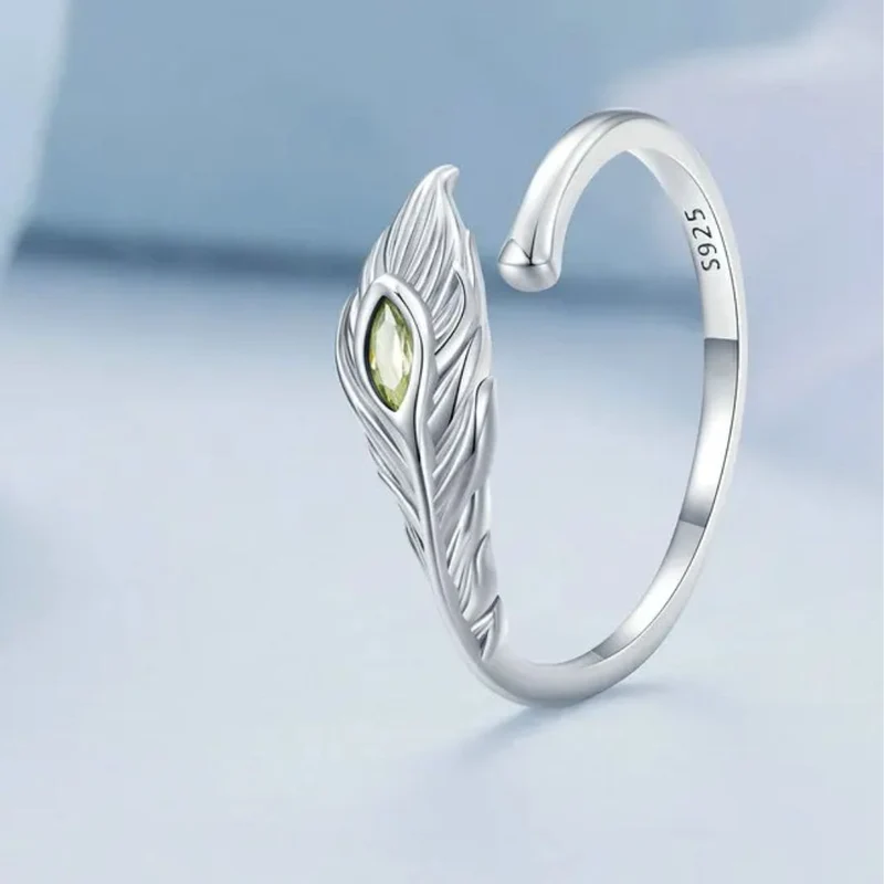 Bague Plume Argent Zircon