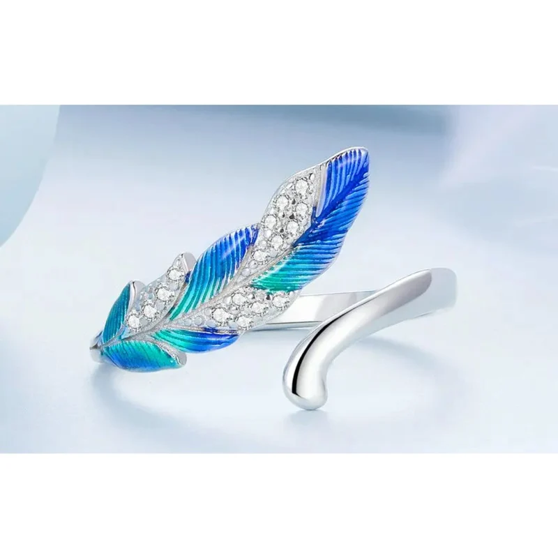 Bague Plume Bleue