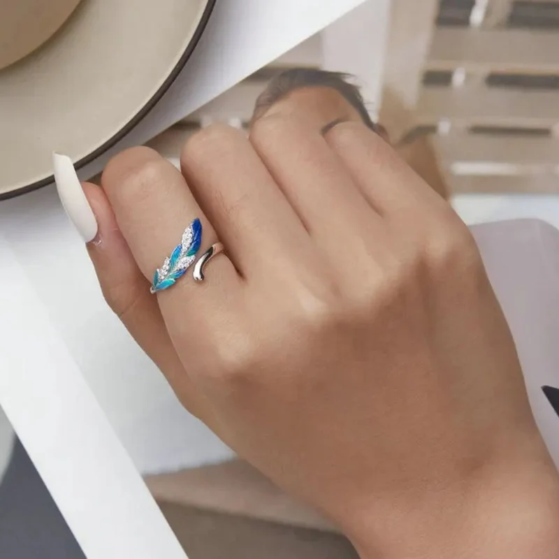 Bague Plume Bleue