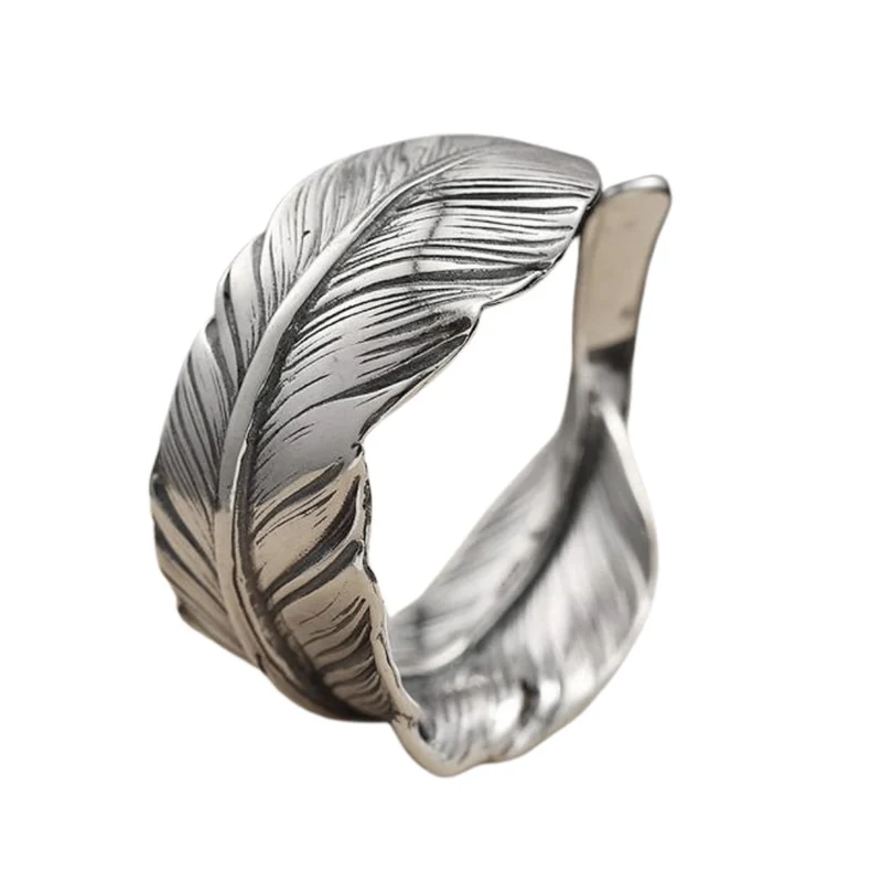 Bague Plume Argent Ouverte