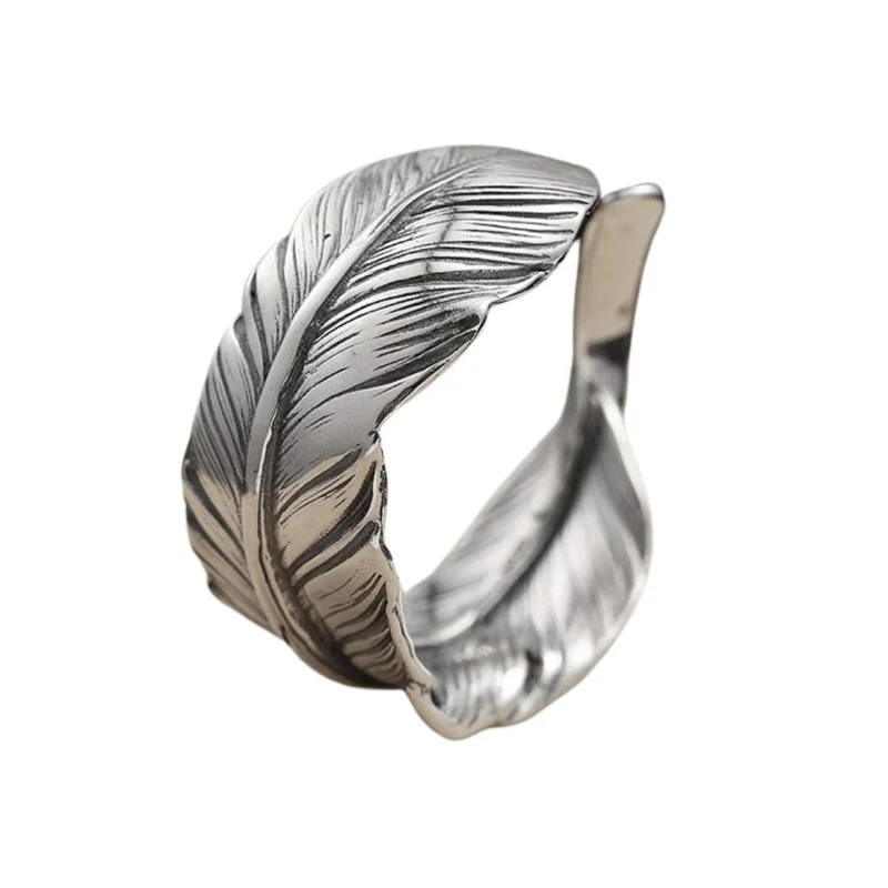 Bague Plume Argent Ouverte