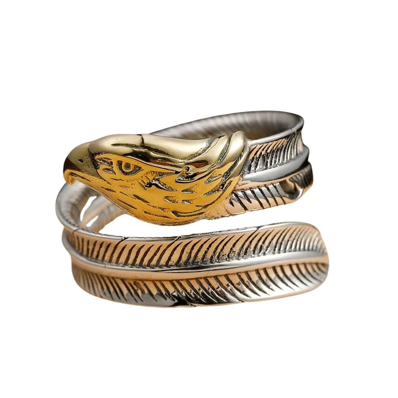 Bague Tête Aigle et Plume