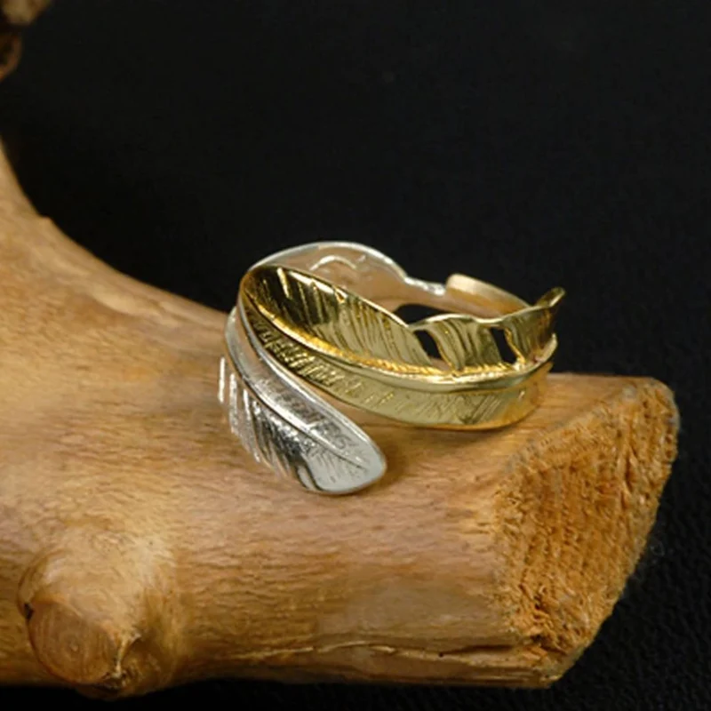 Bague Plume Demi Or-Argent