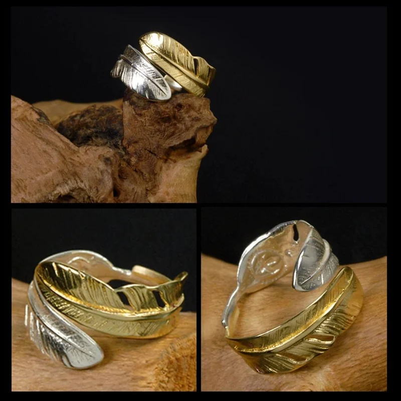 Bague Plume Demi Or-Argent