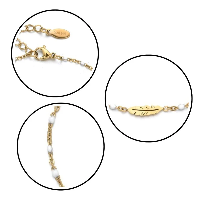 Bracelet Plume Perles Blanches