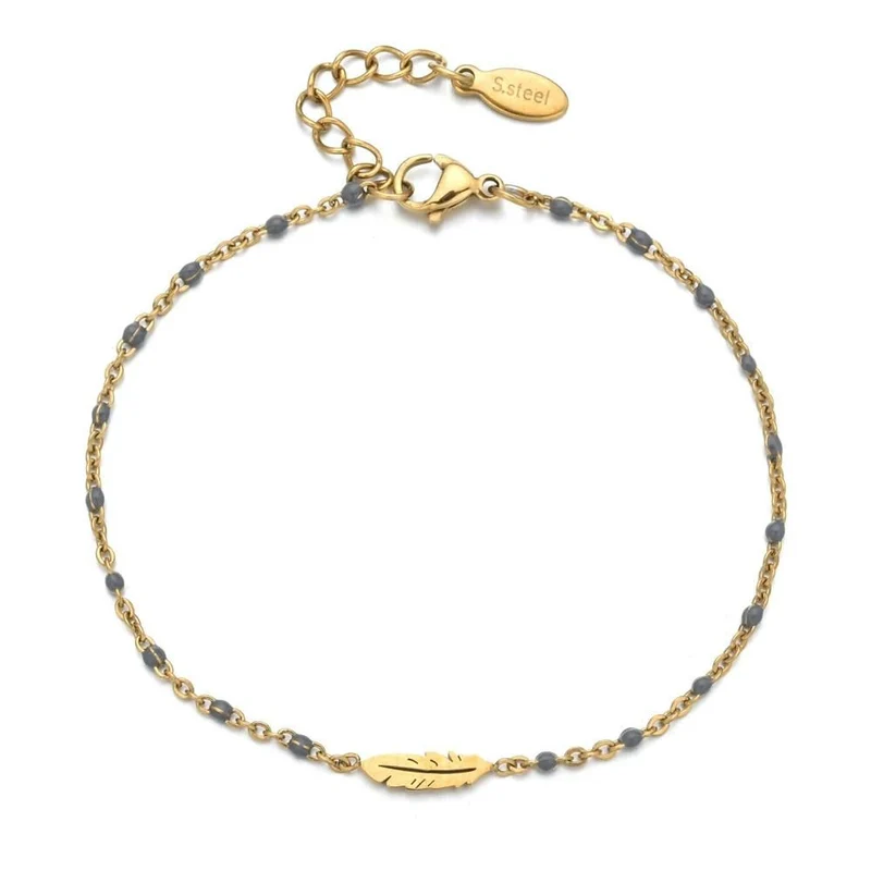 Bracelet Plume Gris