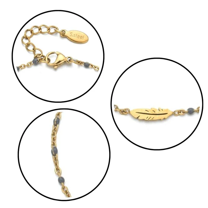 Bracelet Plume Gris