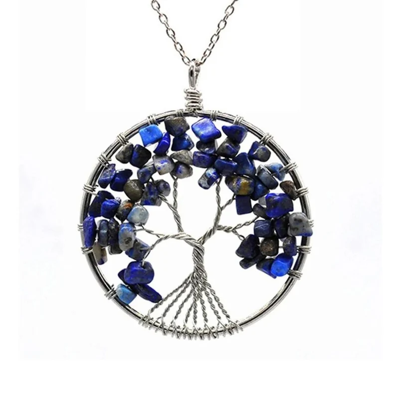 Collier Arbre de Vie Pierres Bleues