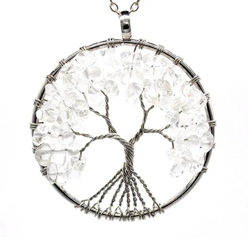 Collier Arbre de Vie Pierres Blanches