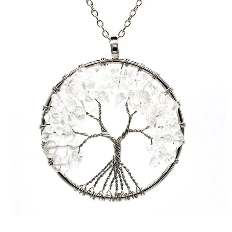 Collier Arbre de Vie Pierres Blanches
