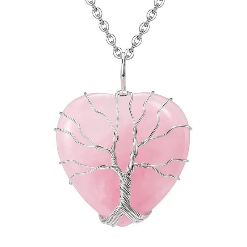 Collier Arbre de Vie Quartz Cœur