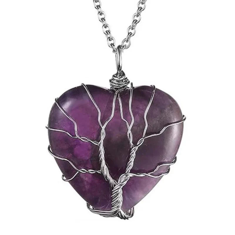 Collier Arbre de Vie Quartz Cœur
