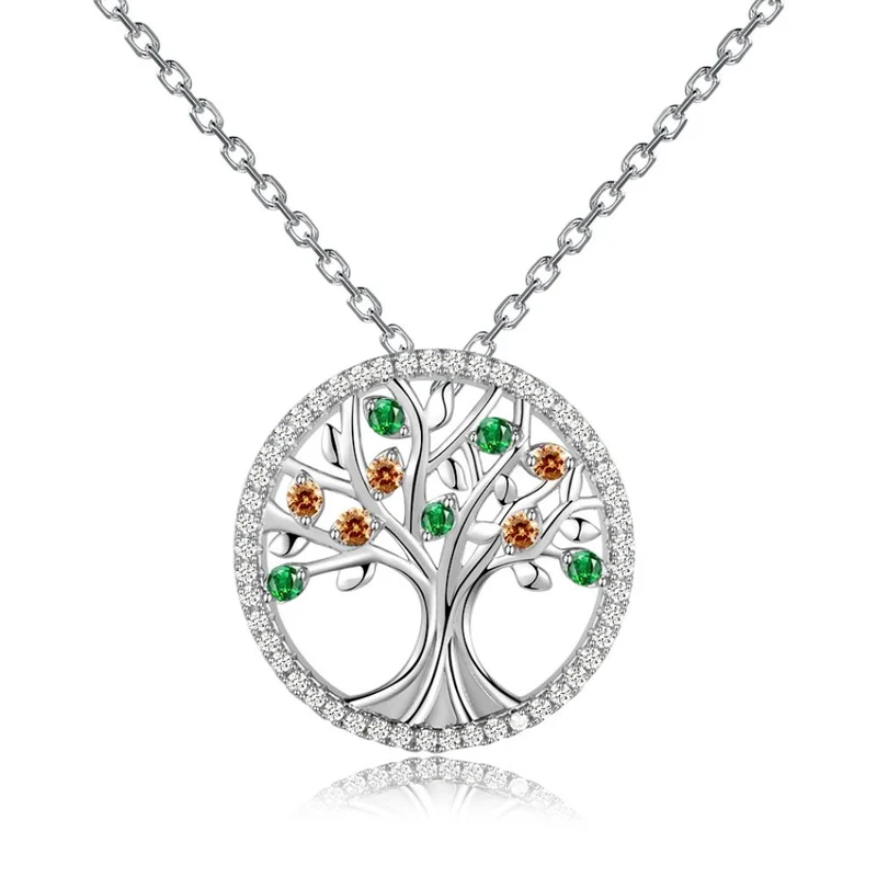 Collier Arbre de Vie Argent Pierres