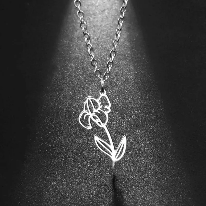 Collier Fleur Iris Argent