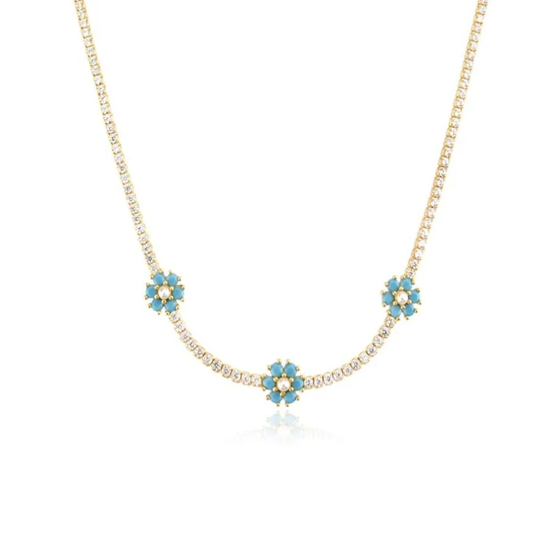 Collier Diamants avec Fleurs