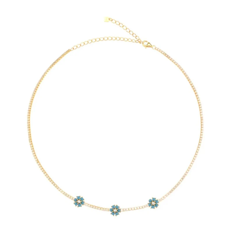 Collier Diamants avec Fleurs