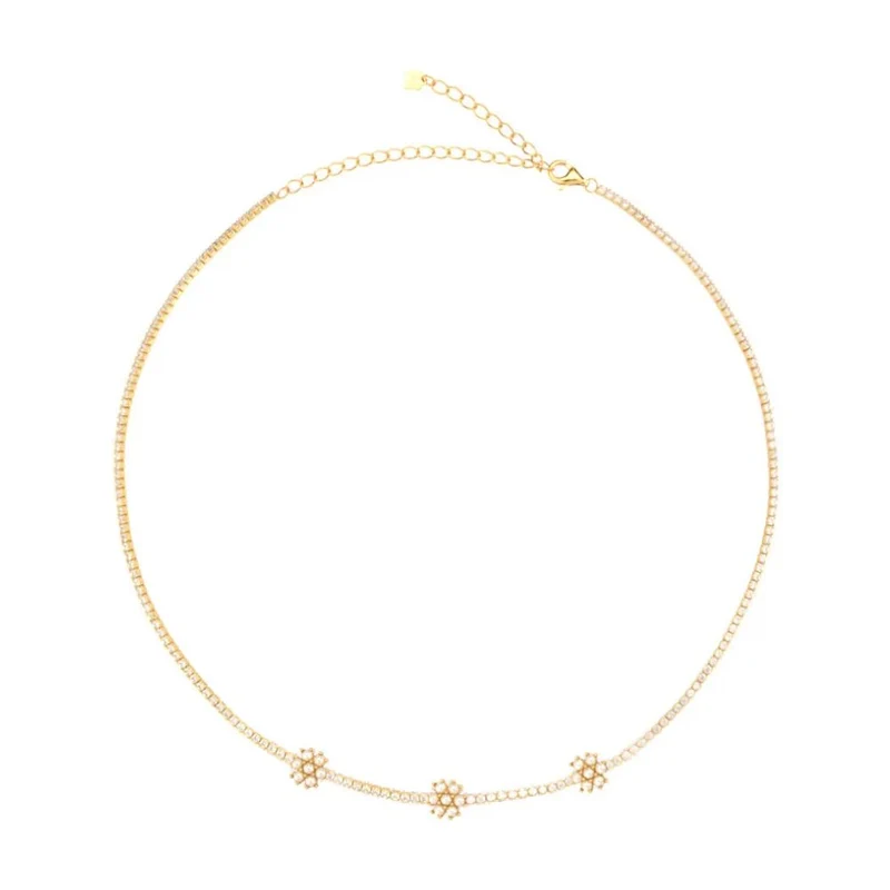 Collier Diamants avec Fleurs