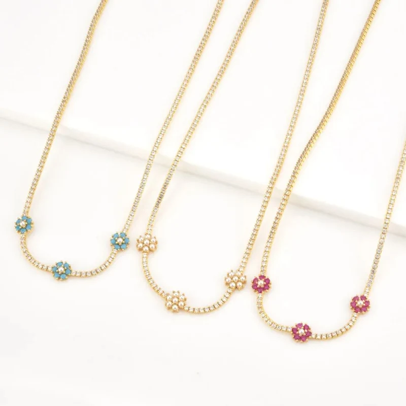 Collier Diamants avec Fleurs