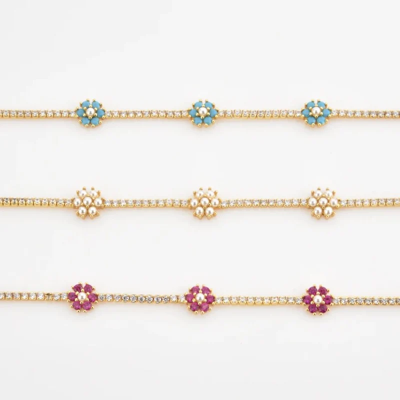 Collier Diamants avec Fleurs