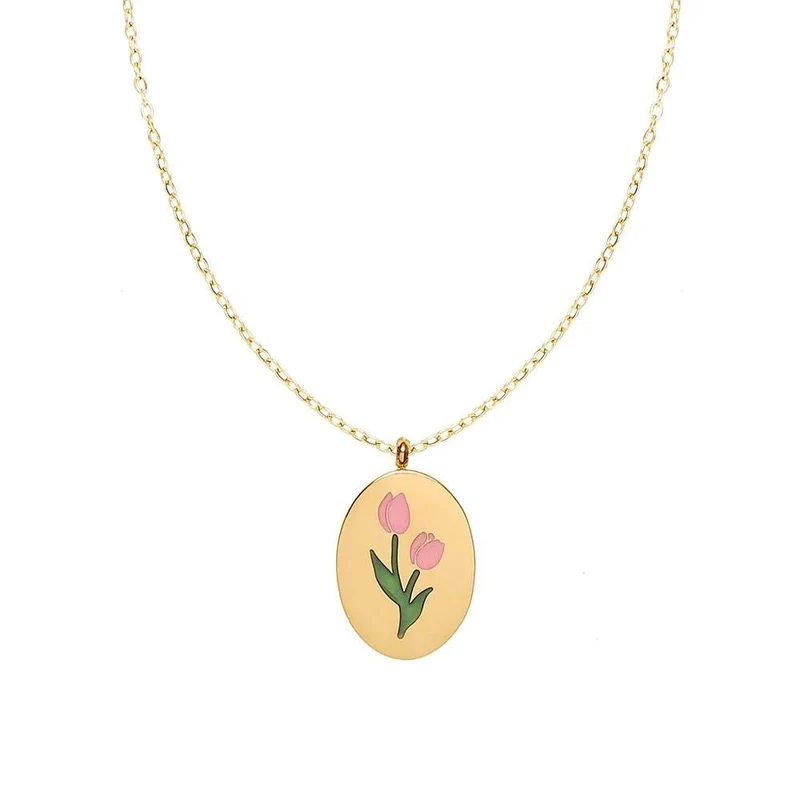 Collier Fleur Plaque