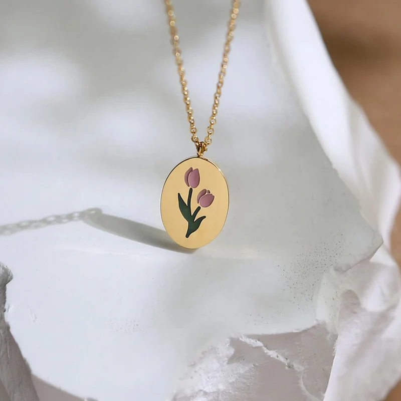 Collier Fleur Plaque