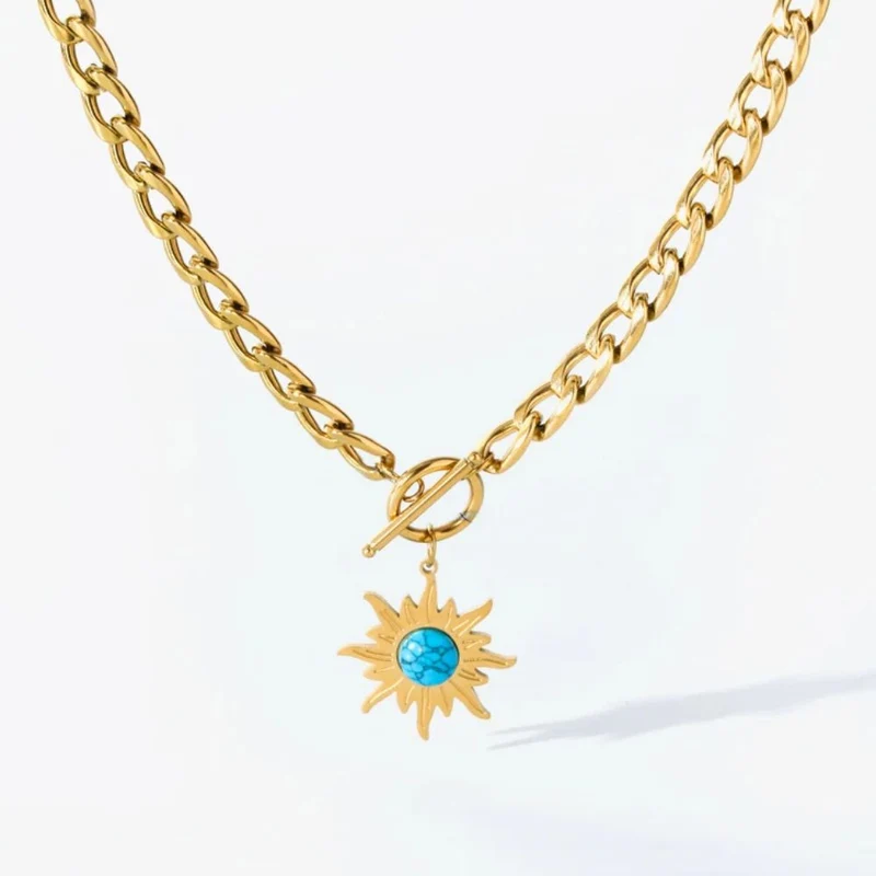 Collier Fleur Perle Bleue