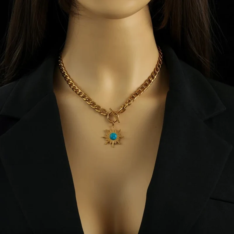 Collier Fleur Perle Bleue