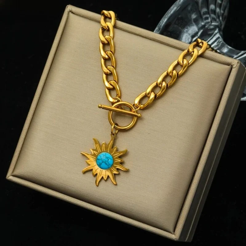 Collier Fleur Perle Bleue