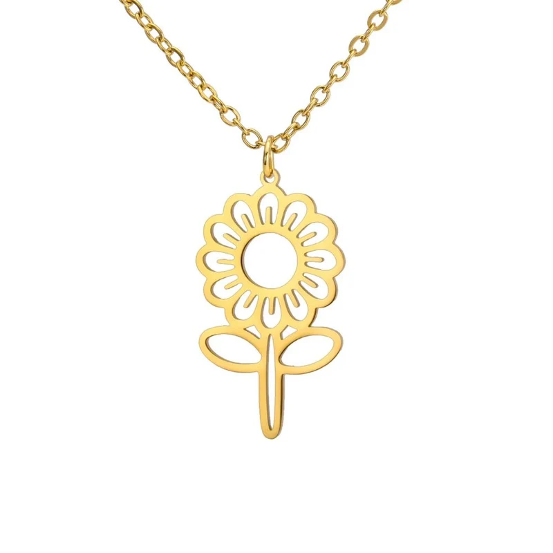 Collier Fleur Acier Inoxydable