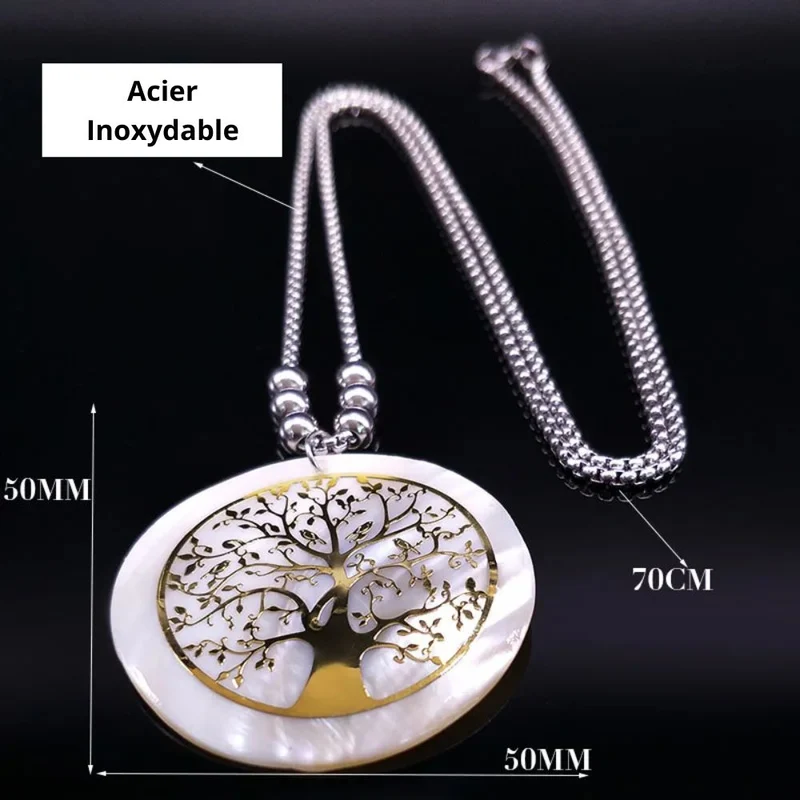 Collier Arbre de Vie Pierre Blanche