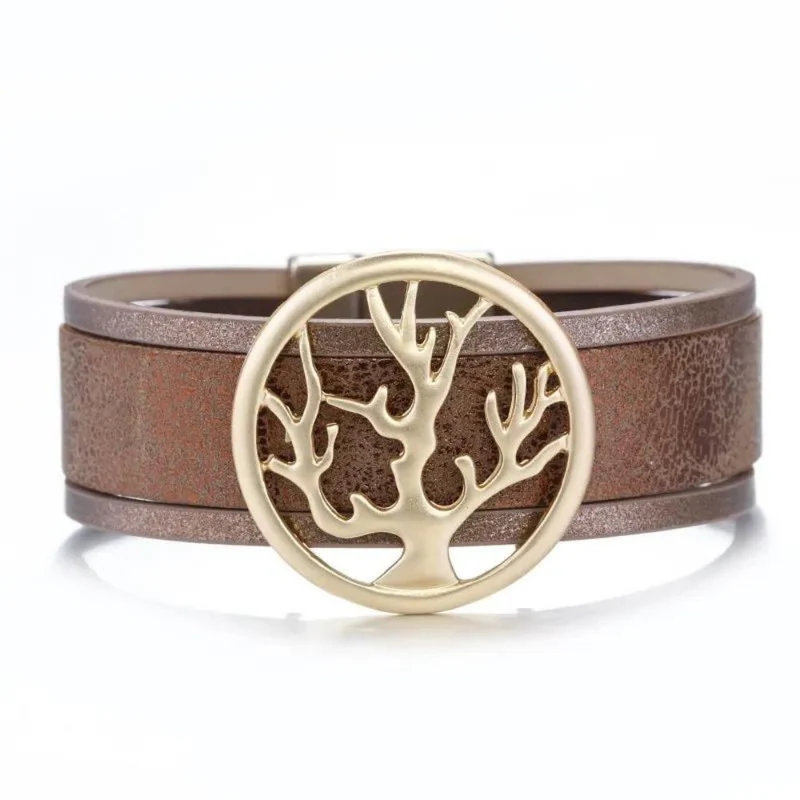 Bracelet Arbre de Vie Marron en Cuir