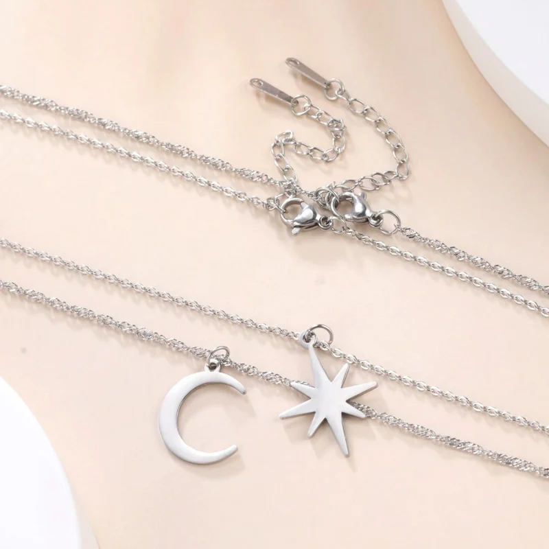 Collier Lune Étoile Argent