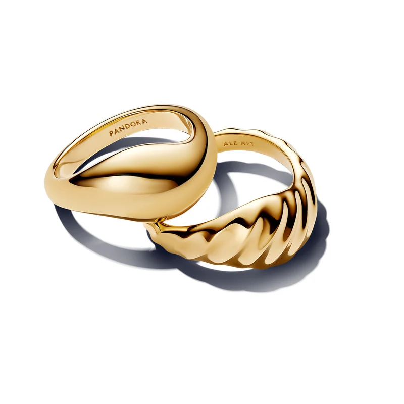 Pandora Essence Gold Plated Rippled Stacking Rings 163832C00-58