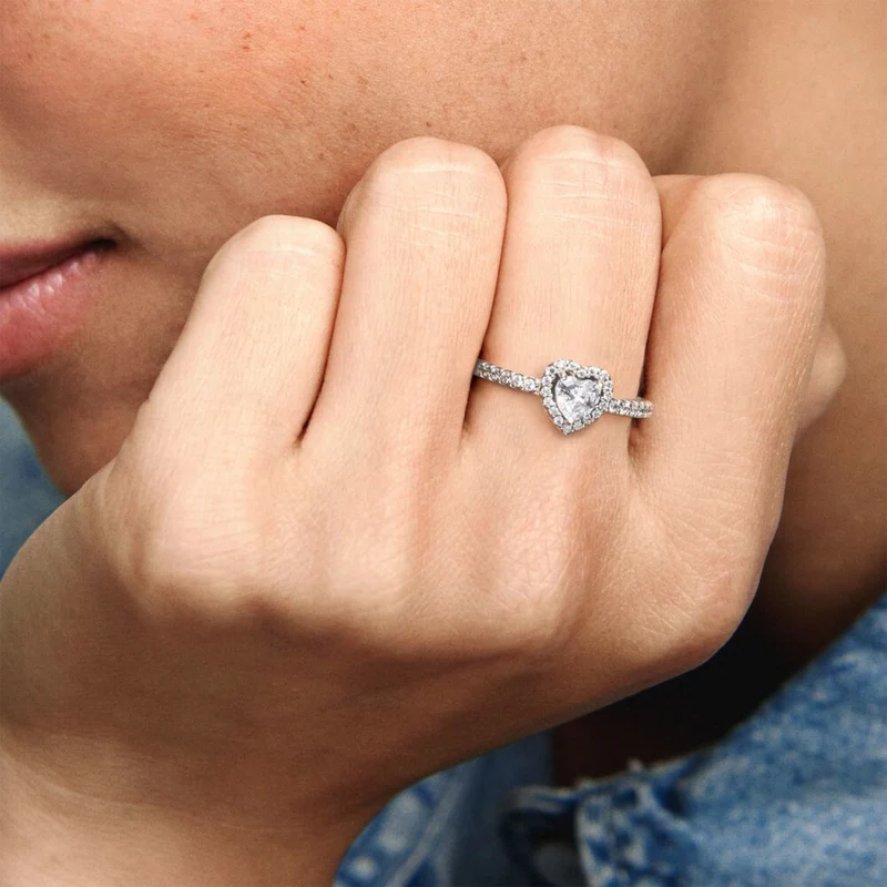 Pandora Stories 925 Sterling Silver Heart Ring 198421C01-52 (size: 52)