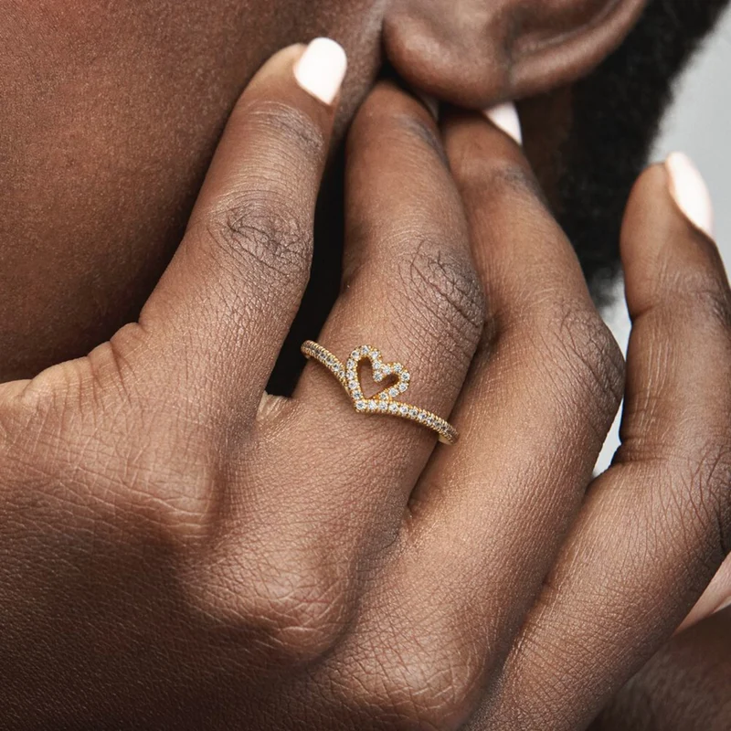 Pandora Timeless Gold-coloured Wishbone Heart Ring 169302C01-56