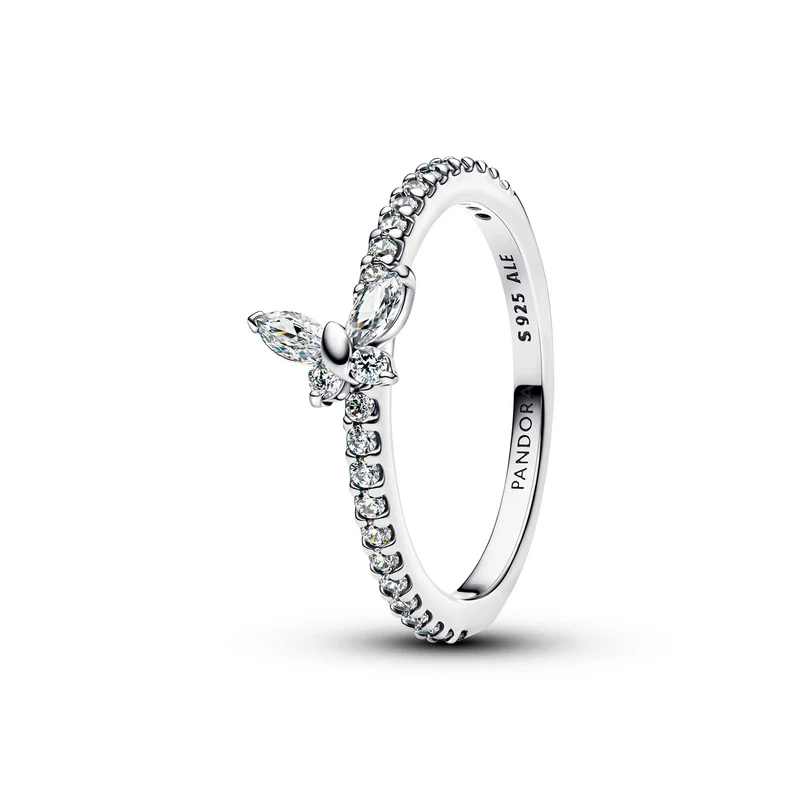 Pandora Timeless 925 Sterling Silver Sparkling Butterfly Ring 194269C03-52