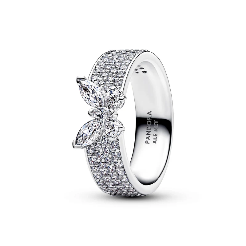 Pandora Timeless 925 Sterling Silver Sparkling Butterfly Bold Ring 194270C01-52